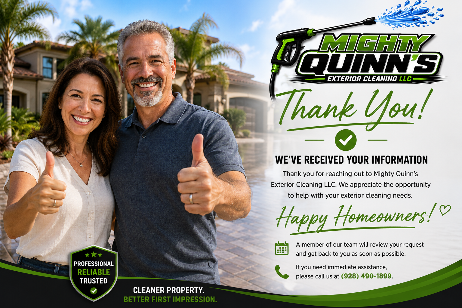 Thank you from Mighty Quinn's Exterior Cleaning LLC