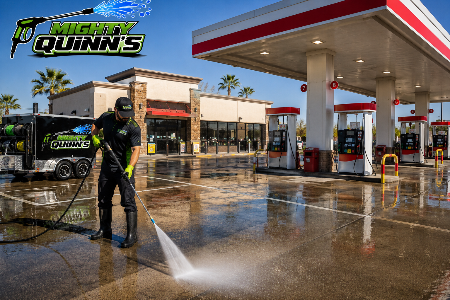 Parking lots and gas stations cleaning showcase